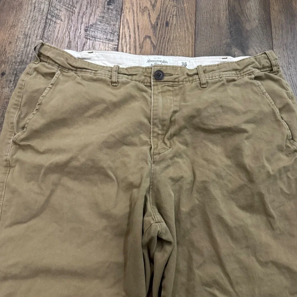 Abercrombie & Fitch Mens Chino Shorts 36 Khaki Tan Cotton Preppy Flat Front Golf